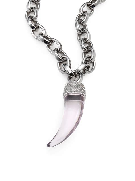 michael kors pave horn pendant necklace|Precious Metal.